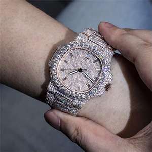 Reloj de Lujo para Hombre Estilo Hip Hop, con Corte Baguette, Moissanita VVS, Totalmente Adornado, Diseño Suizo, Cristal, Reloj de Alta Gama - Product Image 1