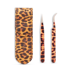 Pinzas para Pestañas Antiestáticas de Último Diseño, Pinzas Rectas y Curvas con Punta Puntiaguda, con Estuche de 2 Piezas - Product Image 3