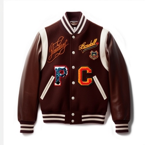 High Quality Genuine Leather Winter High Street Varsity <b>Jacket</b> for Men with Plain Dyed Custom Design and OEM Service - Product Image 1