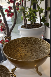 Bol décoratif de luxe en métal doré avec poignées en forme de bois de cerf pour centre de table et décoration intérieure - Product Image 6