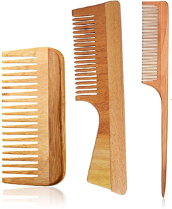 Peigne en bois naturel artisanal pour démêler les cheveux, écologique, avec logo personnalisé, poignée en bois - Product Image 5