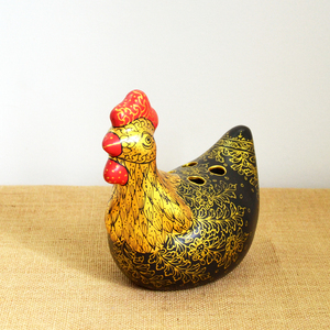 Soporte para teléfono con forma de pollo hecho de papel maché reciclado con materiales ecológicos, hecho a mano por artesanos tailandeses con experiencia. - Product Image 1