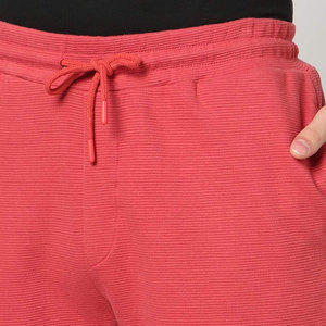Shorts Bermuda en tricot pour homme, couleur rouge unie, taille mi-haute, cordon de serrage, décontractés, avec poches, en coton respirant - Product Image 5