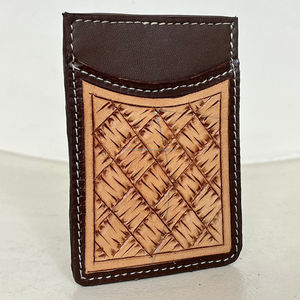 Hand <b>Crafted</b> Genuine Cow <b>Leather</b> Luxury Card Holder Wallet Western <b>Tooled</b> <b>Leather</b> RFID Blocking Portable Card Case for Unisex - Product Image 4