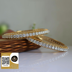 Fashion Indian <b>Bangles</b> Sliver Gold Plated White CZ Wedding <b>Bangles</b> for Women Silver Indian <b>Bangles</b> Wedding - Product Image 3