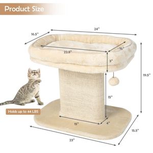 หอคอยต้นไม้สำหรับแมวที่ทันสมัยมีเสาขนาดใหญ่และแผ่นเกาป่านศรนารายณ์ - Product Image 4