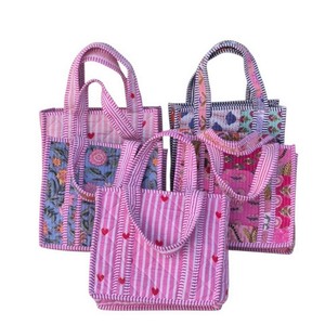 Colorful Patchwork Shopping <b>Bags</b> Medium Size Textile <b>Mini</b> <b>Tote</b> <b>Bag</b> With Top Handle Daily Use - Product Image 1