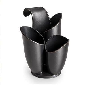 Cesta de Almacenamiento de Metal para Cocina, Diseño de Pétalos Enrollados, Hecha a Mano, de Hierro Forjado, Color Carbón Oscuro/Satén - Product Image 2