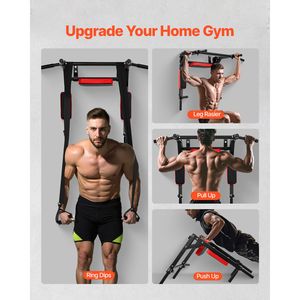 Barra de dominadas multifuncional de acero resistente para montaje en pared, estación ajustable para ejercicios de parte superior del cuerpo, para dominadas y flexiones. - Product Image 3