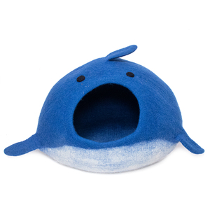 Cute Cartoon Whale Cat Bed Cave Round Wool Felt Soft <b>Indoor</b> Pet Bed for Cats All Seasons Cat Cave Manufacturer - Product Image 1