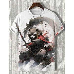 เสื้อยืดแขนสั้นผู้ชาย ลายหมาป่าร้องไห้กลางคืน คอกลม ทรงปกติ ผ้าฝ้าย 100% แห้งเร็ว ระบายอากาศได้ดี - Product Image 5