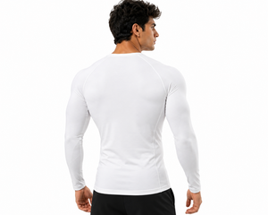 <b>Men</b> White Long Sleeve <b>Compression</b> <b>Shirt</b> Quick Dry Fitness Training Top Moisture Wicking Gym Workout Running Athletic Sportswear - Product Image 4