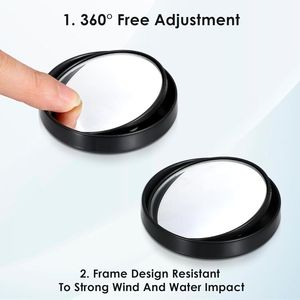 2 Pack Wide-Angle Convex <b>Side</b> View Car Mirrors Self Adhesive Blind Spot Mirrors with Adjustable Angle - Product Image 5