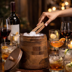 Wine bottle ice container Rustic wood wine cooler Premium wooden beverage cooler Handcrafted wooden ice <b>bucket</b> Wine serving ice - Product Image 5