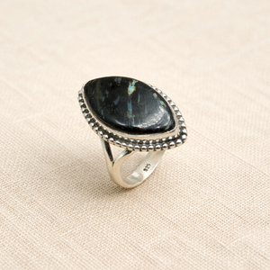 Top Quality Golden Fire Nuummite Gemstone 925 Sterling Silver <b>Ring</b> Beaded Border Handmade <b>Boho</b> Jewelry Rose & Yellow Gold <b>Ring</b> - Product Image 1