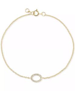 Bracciale a catena con ciondoli ovali in zirconi cubici (1/4 ct. T. w.) in oro 14k su argento Sterling | Macacy's - Product Image 1