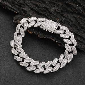 Wholesale Supply Luxury Baguette Cut Moissanite Diamond Hip Hop Bracelet for <b>Men</b> Available for Export Price from India - Product Image 6