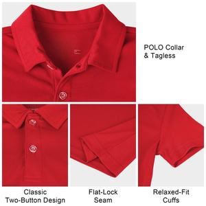 Chemise personnalisée rouge unie en tricot respirant à manches courtes pour hommes et femmes, 100 % coton, uniforme, golf, vêtements décontractés, OEM ODM - Product Image 2