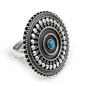 Elegant Silver Look Vintage <b>Ring</b> Studded With Round Cut <b>Turquoise</b> Gemstone Handmade Fine Bohemian Jewelry Wholesale Supplier - Product Image 1