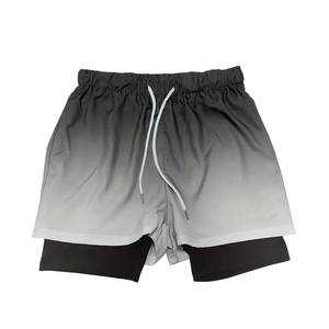 Pantalones Cortos Deportivos Casuales de Nailon para Hombre, para Gimnasio y Fitness, en Oferta, 2 en 1, con Bolsillos con Cremallera en la Parte Trasera, Hasta la Rodilla, de Secado Rápido - Product Image 1