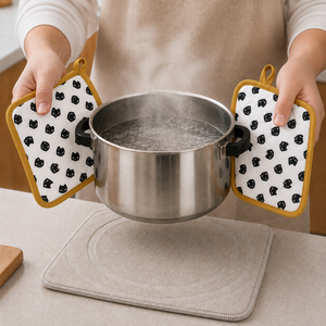 Vente en gros de protège-plat en coton 100% imprimé, écologiques, lavables au lave-vaisselle, avec logo personnalisé, fabricant en Inde. - Product Image 1