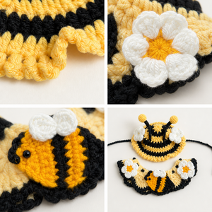 Novedosos y Divertidos Gorros para Mascotas, Bufandas Tejidas para Perros y Gatos, Conjuntos de Baberos Hechos a Mano, Estilo Instagram, Patrón de Dibujos Animados, para Sesiones de Fotos - Product Image 5