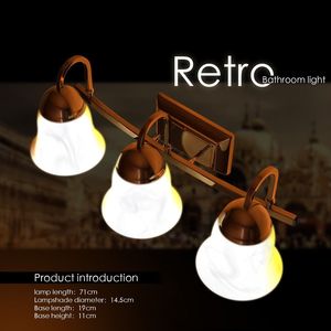 Lampada da Bagno a LED Dimmerabile a 3 Luci con Vetro in Alabastro, Illuminazione per Bagno - Product Image 5