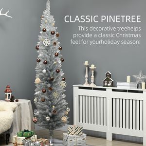Albero di Natale a Forma di Matita 7FT con 499 Punte Realistiche, Base in Plastica Argento, Albero di Natale Decorato - Product Image 4