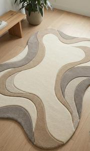 Modern Abstract Regular Shaped Anti-Slip Medium Pile Hand Tufted Soft Wool Area Rug Cotton Canvas Backing 10-14mm Thickness for - Product Image 4