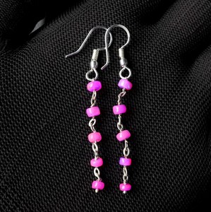 Natural Pink Ethiopian Welo <b>Opal</b> Beaded <b>Earrings</b>, 925 Silver , Natural Rainbow Gemstone - Product Image 4