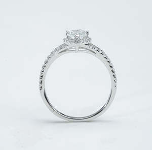 Anillo de compromiso de moda de plata de ley S925 con moissanita D VVS de corte marquesa y halo, banda de boda con pavé y tallo dividido, regalo romántico - Product Image 6