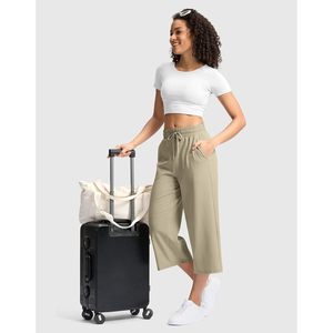 Pantalones Capri de verano 2025 para mujer, pantalones holgados de cintura alta y pierna ancha, ligeros, transpirables, para viajes, senderismo, con bolsillos - Product Image 5