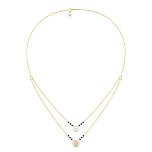Collar Mangalsutra de Doble Capa y Doble Estación con Diamantes Geométricos - Product Image 3