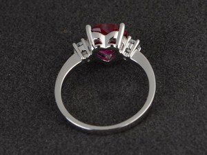 Bague de fiançailles en argent sterling avec rubis taille cœur, pierre précieuse rouge, bijou pierre de naissance de juillet - Product Image 3