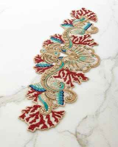 Chemin de table brodé floral avec perles de verre de haute qualité, tissé, pièce maîtresse décorative pour table à manger, décoration intérieure, fait main - Product Image 5
