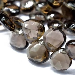 Cuentas de Cuarzo Ahumado Natural 100%, Forma de Corazón Facetado, Cuentas Briolette de 7-8 mm, Orificio de 0.40 mm para Fabricación de Joyas y Manualidades - Product Image 2