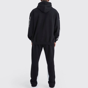 Chándal negro con capucha para hombre, con estampado de calavera y estrellas, ropa de calle de manga larga, corte holgado, para otoño, con bolsillos laterales - Product Image 3
