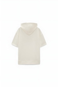 Sweat-shirt à manches courtes, coupe ample, avec capuche réglable et poche avant, finitions côtelées, vente en gros - Product Image 5