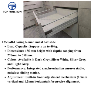 AODELI ADL-13 Full Extension 135mm Height Soft Closing Metal Box Slide Galvanized Steel Drawer System 31-50kg <b>Load</b> Capacity - Product Image 6