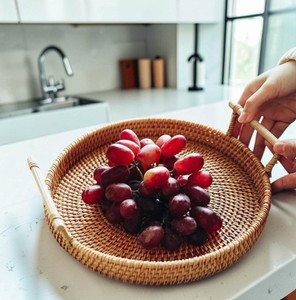 Bandeja de Servir de Ratán, de la Mejor Calidad, Natural, Elegante, para Decoración del Hogar y Cocina, Bandeja Organizadora de Almacenamiento - Product Image 3