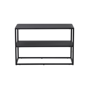 Étagère à chaussures contemporaine en acier noir à 2 niveaux, organisateur de rangement ouvert pour entrée et chambre - Product Image 2