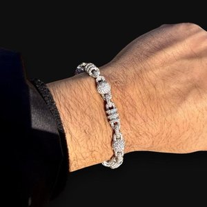 Pulsera de Lujo para Mujer, Plata 925, Baño de Rodio, Diamantes Moissanite VVS, Eslabones con Micro Pavé, para Uso Diario, Unisex - Product Image 2