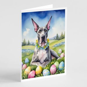 Great Dane Whimsical A7 Size <b>5x7</b> Blank Note Cards Pack of 8 Easter Egg Hunt Greeting Cards with <b>Envelopes</b> - Product Image 1