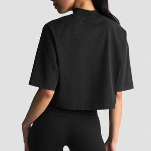 Ropa de Gimnasio, Nuevo Diseño, Camiseta Extra Grande Personalizada, Ropa de Verano para Mujer, Diseño de Cuello Alto Acanalado, Camiseta de Talla Grande al por Mayor - Product Image 6