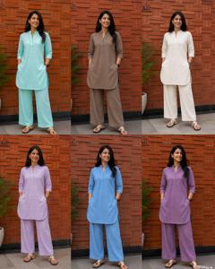 Ensemble coordonné ethnique en coton bleu pour femmes, tenue indienne pakistanaise, coupe régulière pour le bureau et les occasions décontractées quotidiennes - Product Image 4