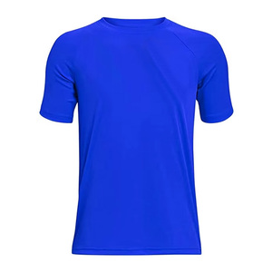 T-shirt décontracté pour homme, bleu uni, à séchage rapide, manches courtes, coupe classique, col rond, en polyester, idéal pour l'été – Vente en gros - Product Image 1