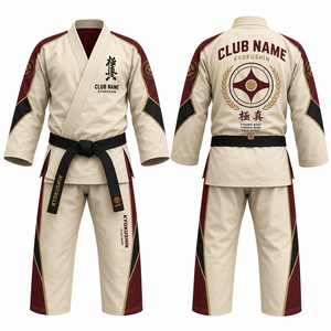 <b>Club</b> Name Kyokushin Karate Gi Embroidered V-Neck Full Sleeve 100% Cotton Adult Unisex Breathable Regular Fit - Product Image 1
