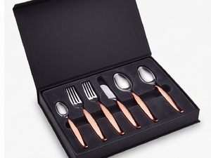Ensemble de couverts élégants en cuivre avec poignées torsadées au design martelé, en acier inoxydable, lot de 5, parfait pour les mariages et les restaurants - Product Image 6
