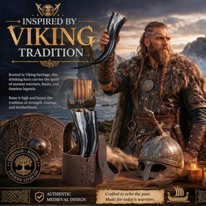 Cuerno Vikingo Artesanal para Beber, Hecho a Mano con Cuerno Natural de Buey/Vaca, Alta Calidad, Logotipo Personalizado, Arte Folclórico, Ideal para Cerveza, Tradicional, para Mead - Product Image 6