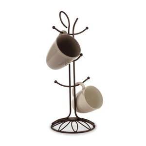 Porte-tasses élégant en fer avec finition noire, structure durable, rangement élégant pour comptoir de cuisine - Product Image 1